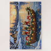 Yorkipoo-Weihnachtsboot-Feiertag Puzzle (Vertikal)