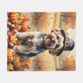 Yorkipos im Herbst hinterlässt Erntedank Kunst Fleecedecke (Vorderseite (Horizontal))