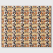 Yorkipos im Herbst hinterlässt Erntedank Kunst Geschenkpapier (Flach)