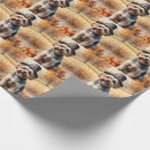 Yorkipos im Herbst hinterlässt Erntedank Kunst Geschenkpapier (Ecke)