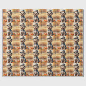 Yorkipos im Herbst hinterlässt Erntedank Kunst Geschenkpapier (Flach)