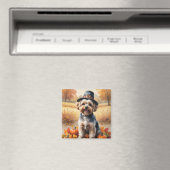 Yorkipos im Herbst hinterlässt Erntedank Kunst Magnet (In Situ (Geschirrspüler))