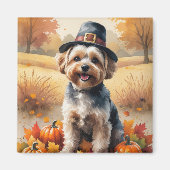 Yorkipos im Herbst hinterlässt Erntedank Kunst Magnet (Vorne)