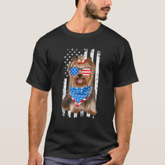 Yorkshire American Flag Patriotic Yorkie Dog 4th O T-Shirt