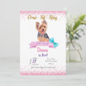 Yorkshire Birthday Invitation, Yorkshire Terrier, Einladung (Stehend Vorderseite)