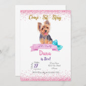 Yorkshire Birthday Invitation, Yorkshire Terrier, Einladung (Vorne/Hinten)