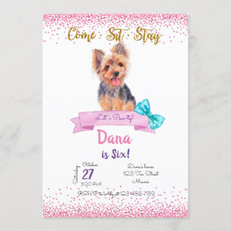 Yorkshire Birthday Invitation, Yorkshire Terrier, Einladung