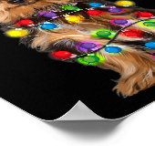 Yorkshire Christmas Yorkie Dog Weihnachtsmannmütze Poster (Ecke)