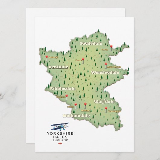Yorkshire Dales England Map (Vorne/Hinten)