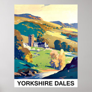 Yorkshire Dales Landschaft, Vintage-Reise Poster