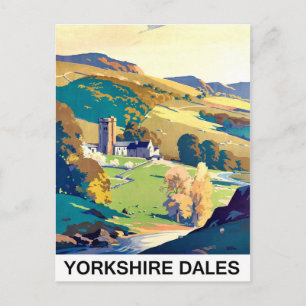 Yorkshire Dales Landschaft, Vintage-Reise Postkarte