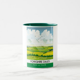 Yorkshire Dales Reiseplakat. Zweifarbige Tasse