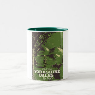 Yorkshire Dales Reiserplakat im Vintage-Stil Zweifarbige Tasse
