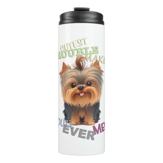 Yorkshire Dog Cuttest Trouble Maker Niedlich Adora Thermosbecher (Vorderseite)