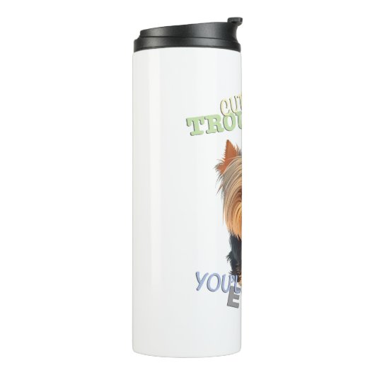 Yorkshire Dog Cuttest Trouble Maker Niedlich Adora Thermosbecher (Nach links gedreht)