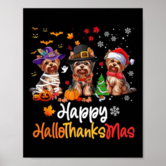 Yorkshire Dog Halloween Weihnachtsgeschenk Poster (Vorne)