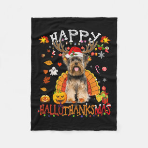 Yorkshire Dog Halloween Weihnachtshund Happy Hallo Fleecedecke