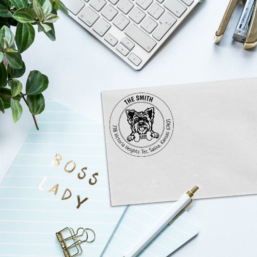 Yorkshire Dog Rücksendeadresse Family Gummistempel