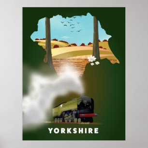 Yorkshire Eisenbahnkarte Reise Druck Poster