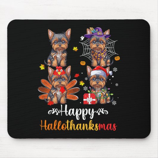 Yorkshire Halloween Frohe Weihnachtsfeier Hallotha Mousepad (Vorne)