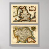 Yorkshire Landkreis Map, England Poster (Vorne)