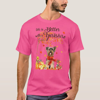 Yorkshire Maple Tree Erntedank Day Niedlich Dog Fa T-Shirt