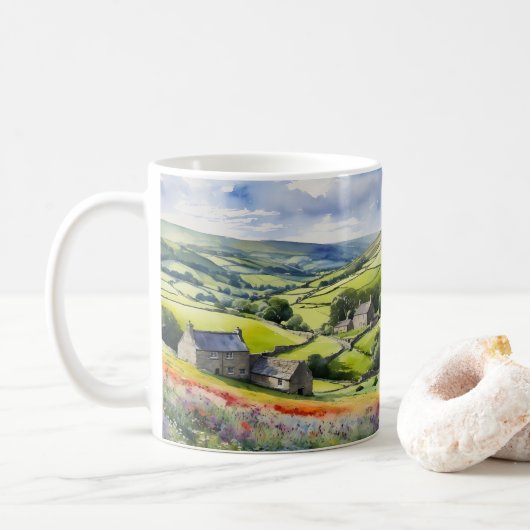 "Yorkshire Meadowsong" Landscape Yorkshire Dales Kaffeetasse (Mit Donut)