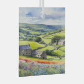"Yorkshire Meadowsong" Landscape Yorkshire Dales Ornament Aus Glas (Vorderseite Rechts)