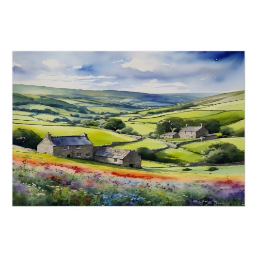 "Yorkshire Meadowsong" Landscape Yorkshire Dales Poster (Vorderseite)