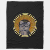 Yorkshire Puppy Dog & Sunflower auf Black Fleecedecke (Vorderseite)