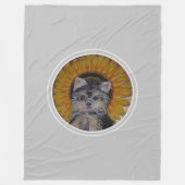 Yorkshire Puppy Dog & Sunflower auf Light Grau Fleecedecke (Vorderseite)