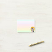 Yorkshire Puppy Dog & Sunflower in Pastellfarben Post-it Klebezettel (Auf Schreibtisch)