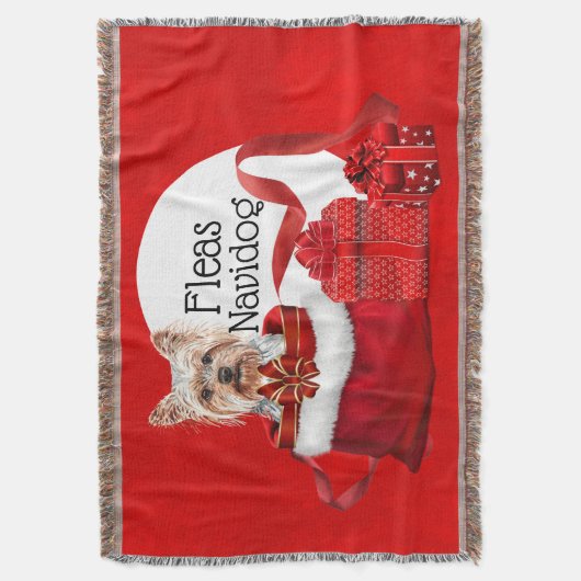 Yorkshire Terrie Weihnachtsgeschenke flattern witz Decke (Vorderseite Vertikal)