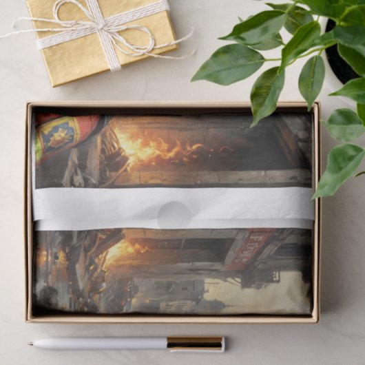 Yorkshire Terrier als Feuerwehrmann Seidenpapier (Geschenk)