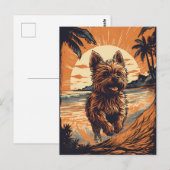 Yorkshire-Terrier am Strand Postkarte (Vorne/Hinten)