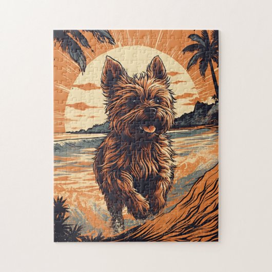 Yorkshire-Terrier am Strand Puzzle (Vertikal)