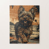 Yorkshire-Terrier am Strand Puzzle (Vertikal)