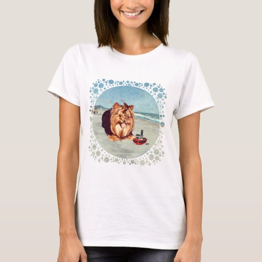 Yorkshire Terrier am Strand T-Shirt (Vorderseite)