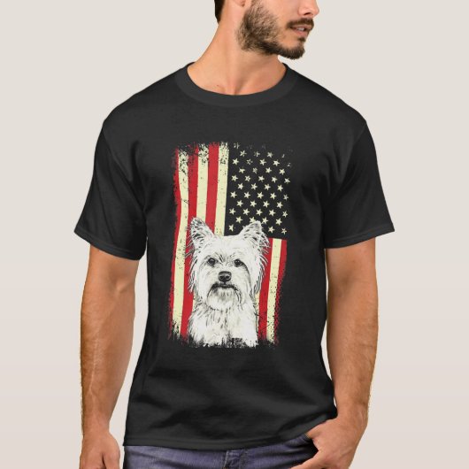 Yorkshire Terrier American Flag 4. Juli Patriotic T-Shirt (Vorderseite)