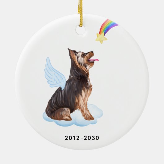 Yorkshire Terrier Angel Personalisiert Dog Memoria Keramik Ornament (Hinten)