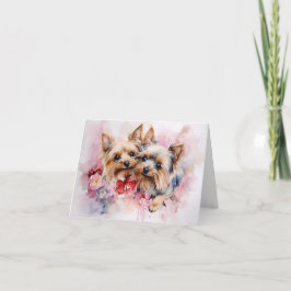 Yorkshire Terrier Aquarell Valentins-Paar Karte