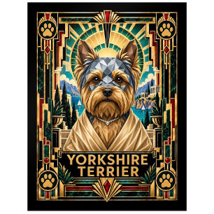 Yorkshire Terrier, Art Deco Hund Postkarte