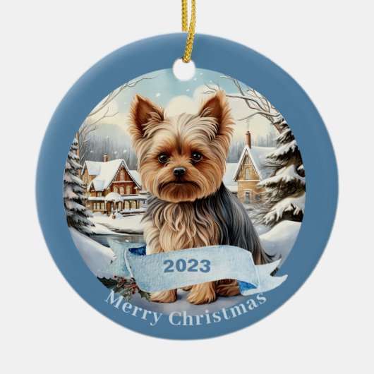 Yorkshire Terrier Art Dog Pet Keramik Ornament (Vorne)