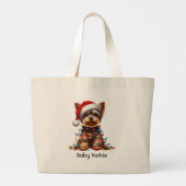 Yorkshire Terrier auf Santa-Hut Jumbo Stoffbeutel (Rückseite)