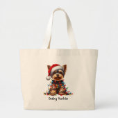 Yorkshire Terrier auf Santa-Hut Jumbo Stoffbeutel (Vorne)