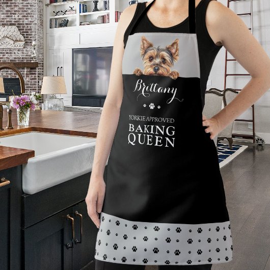 Yorkshire Terrier Baking Queen Gray Custom Schürze
