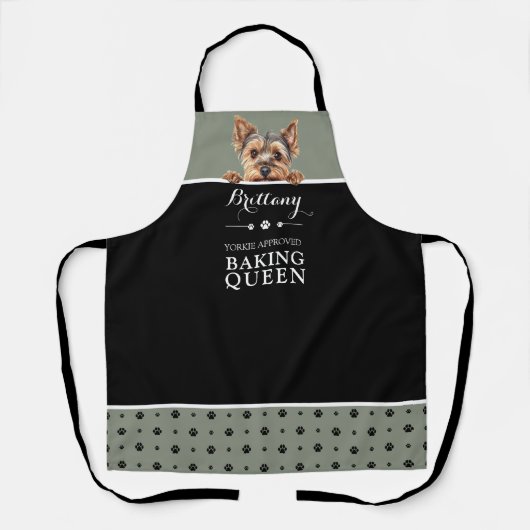 Yorkshire Terrier Baking Queen Sage Green Custom Schürze (Vorderseite)