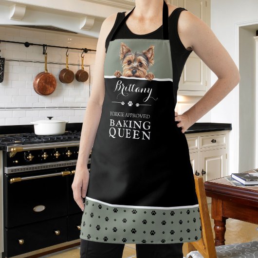 Yorkshire Terrier Baking Queen Sage Green Custom Schürze