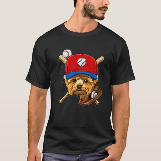 Yorkshire Terrier Baseball Dog Lovers Baseball Pla T-Shirt (Vorderseite)