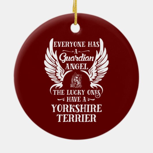 Yorkshire Terrier Begleiter Engel Keramik Ornament (Hinten)